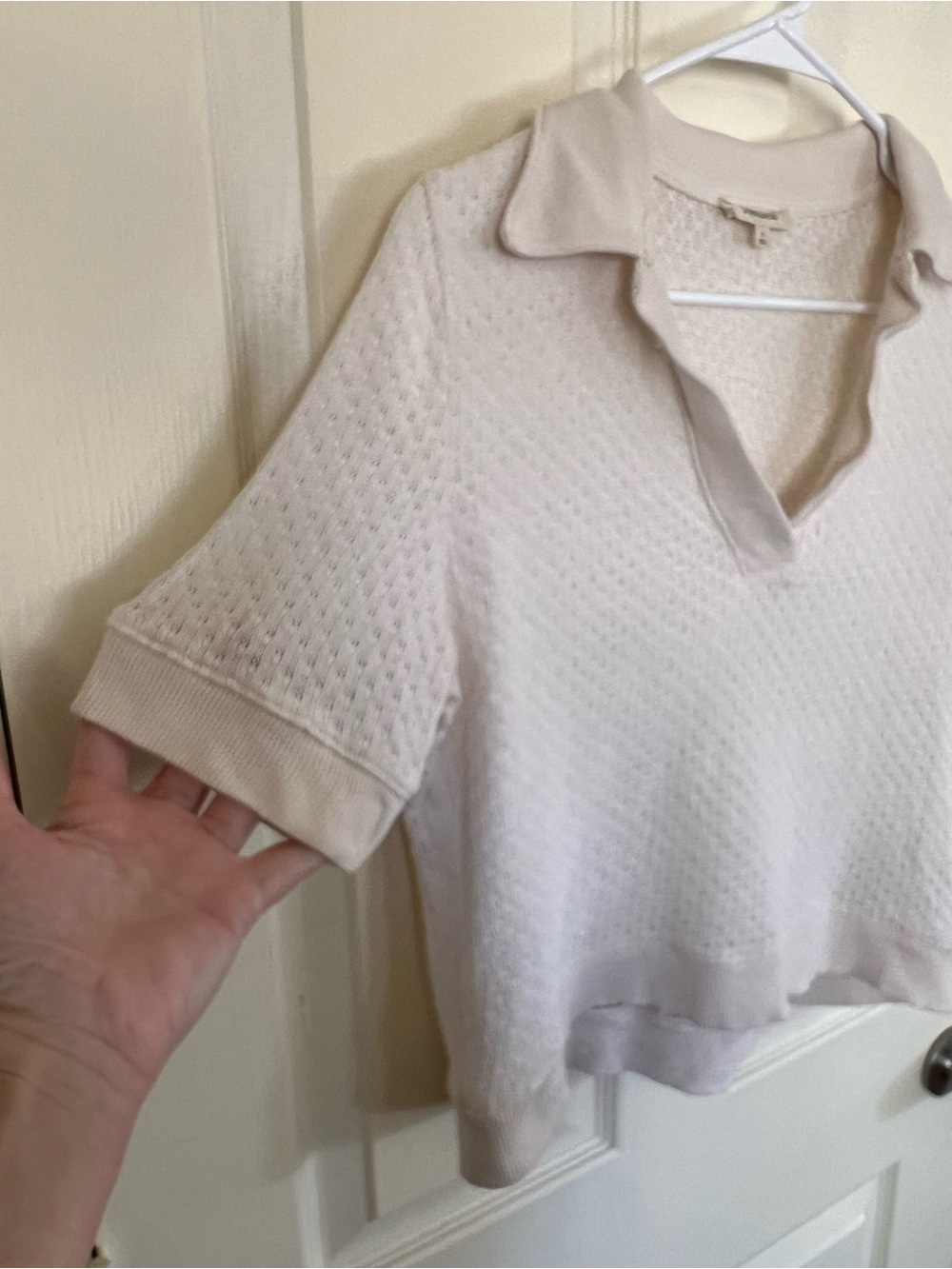 Madewell Collared Pointelle Sweater Tee Ivory Size Small - Picture 5 of 10
